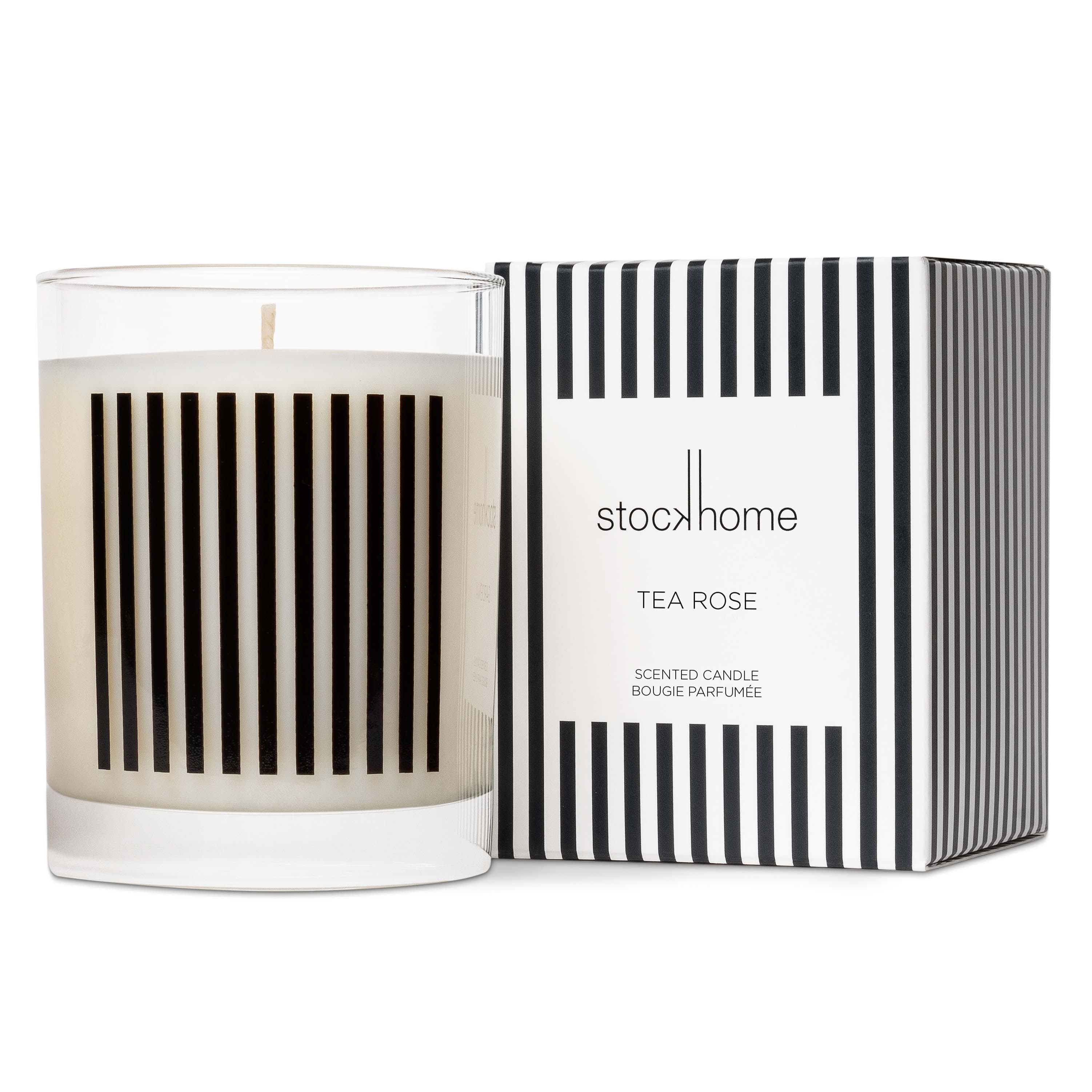 Tea Rose Breton Stripe Large Candle