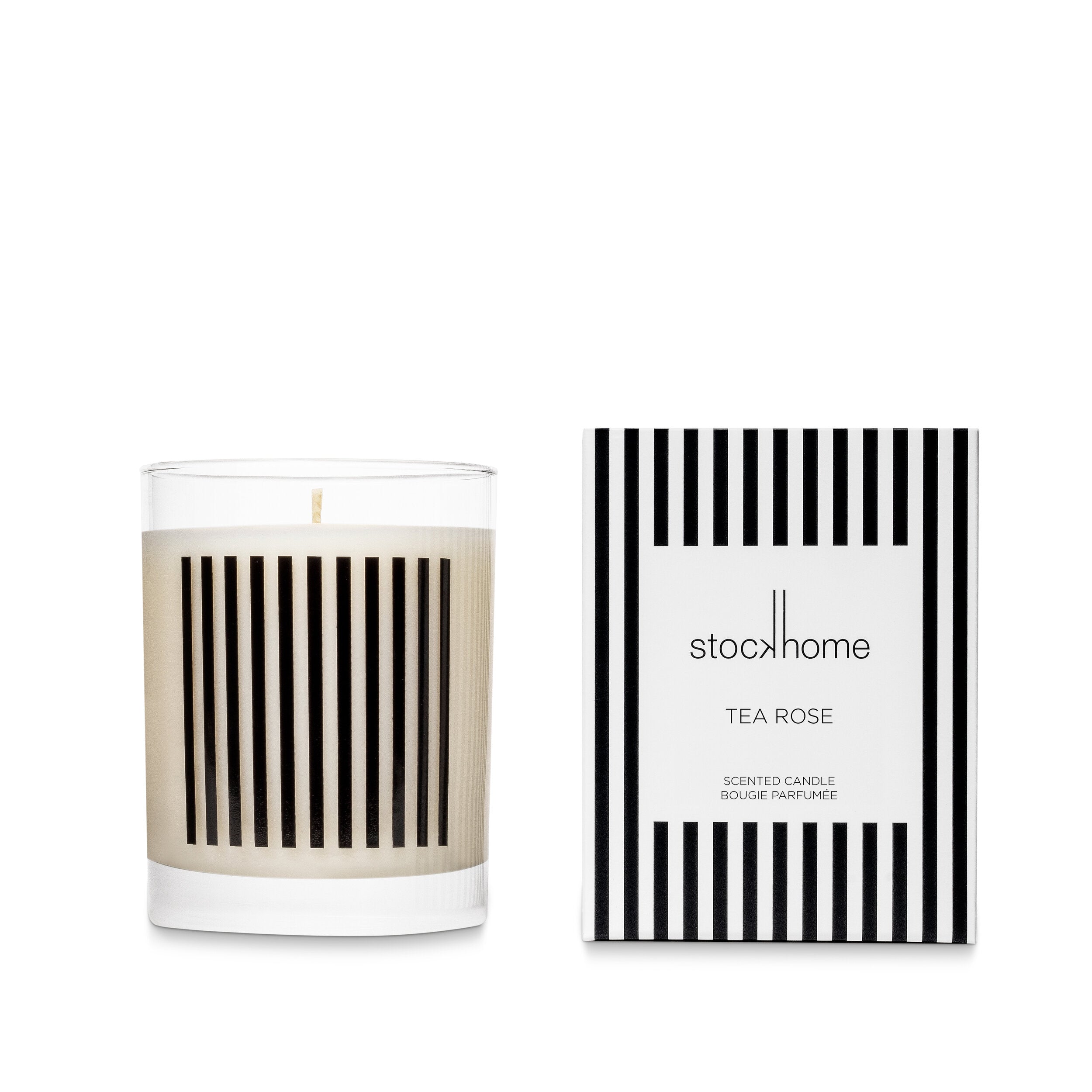Tea Rose Breton Stripe Large Candle